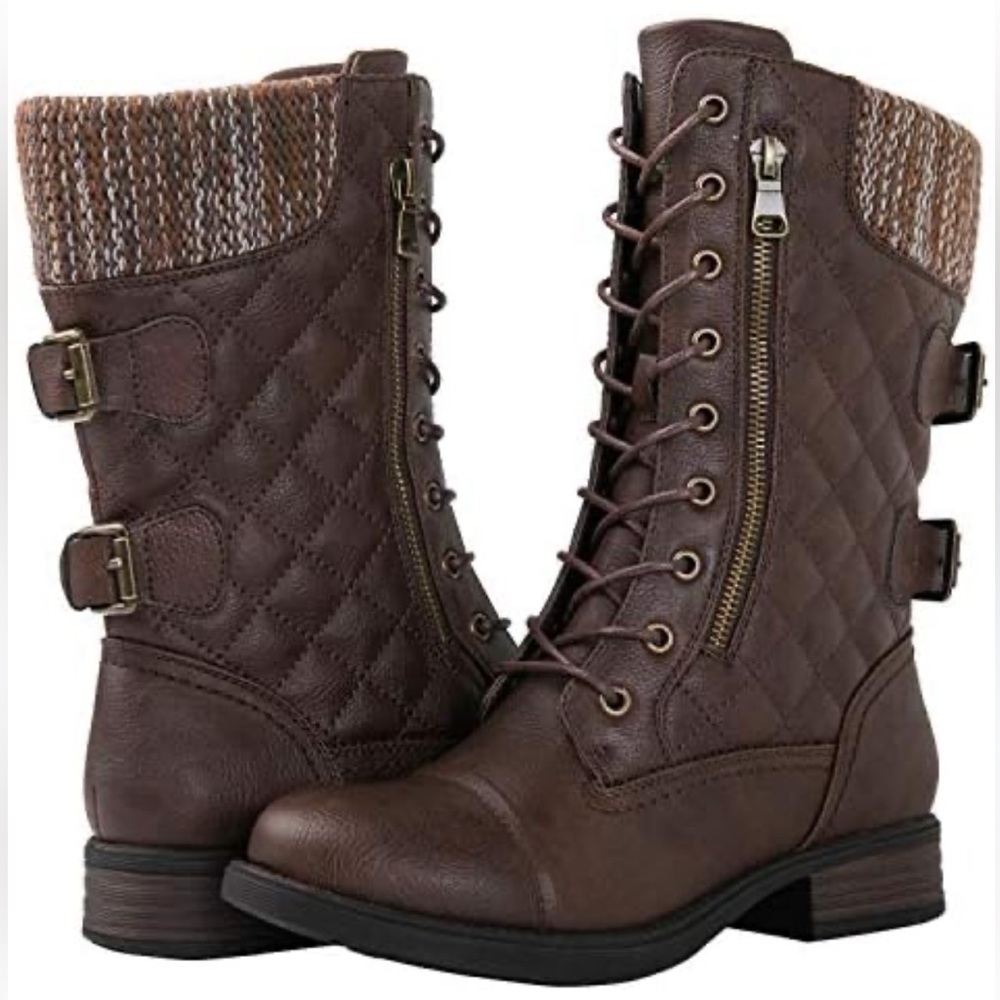 NWOB GLOBALWIN Women's Brown Low Heeled Lace Up Ankle Boots 9.5